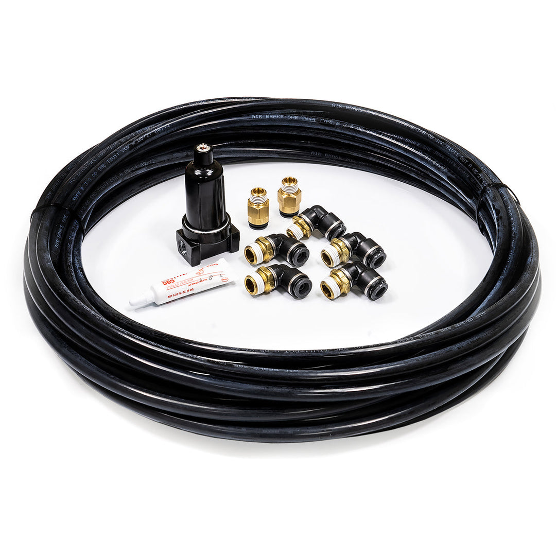 3/8" DOT/PTC Fitting Kit; 50 FT DOT Airline; 3/8" NPT for Air Springs; Aluminum Filter/Trap