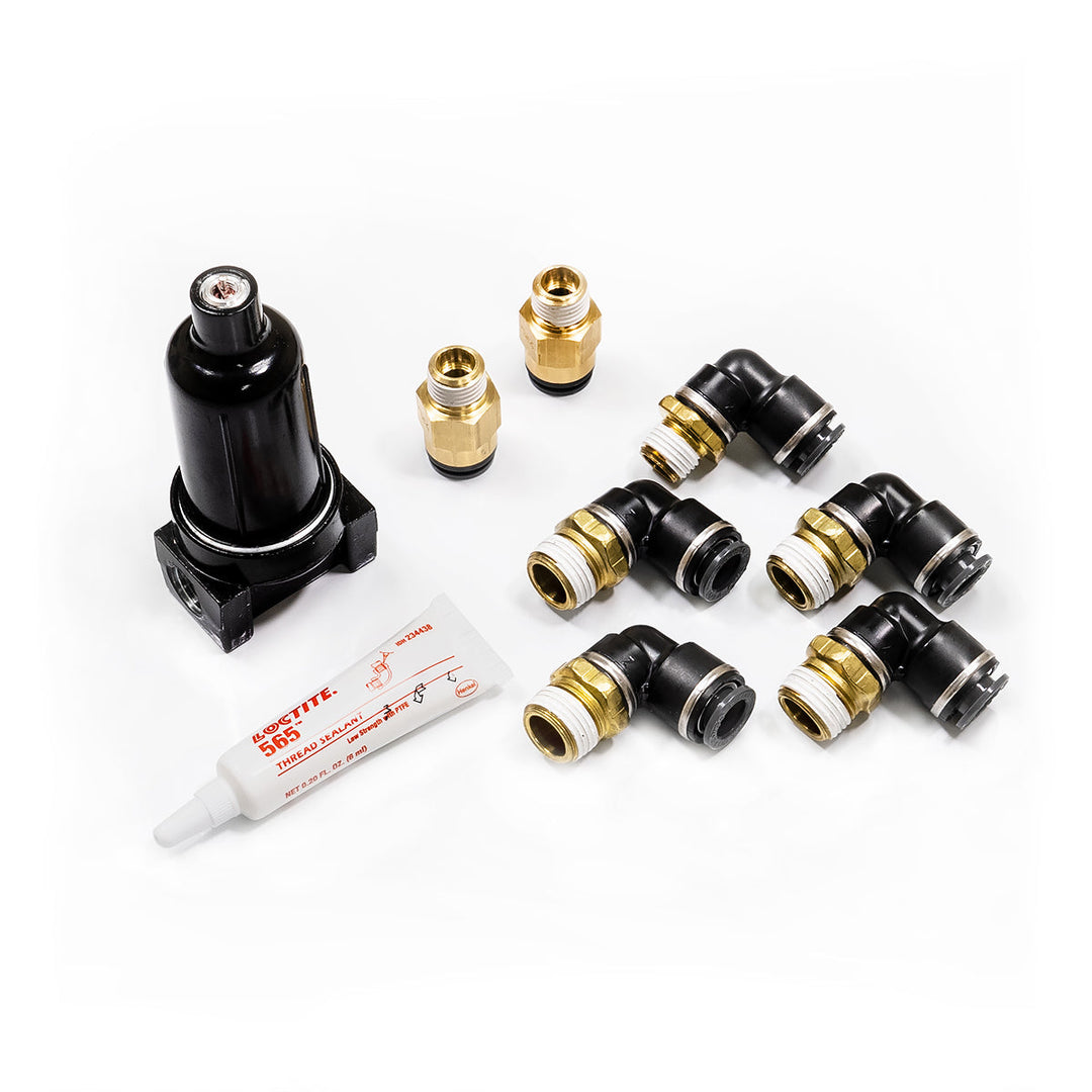 3/8" DOT/PTC Fitting Kit; 50 FT DOT Airline; 3/8" NPT for Air Springs; Aluminum Filter/Trap