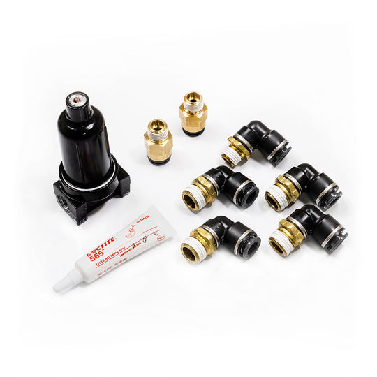 3/8" DOT/PTC Fitting Kit; 50 FT DOT Airline; 3/8" NPT for Air Springs; Aluminum Filter/Trap