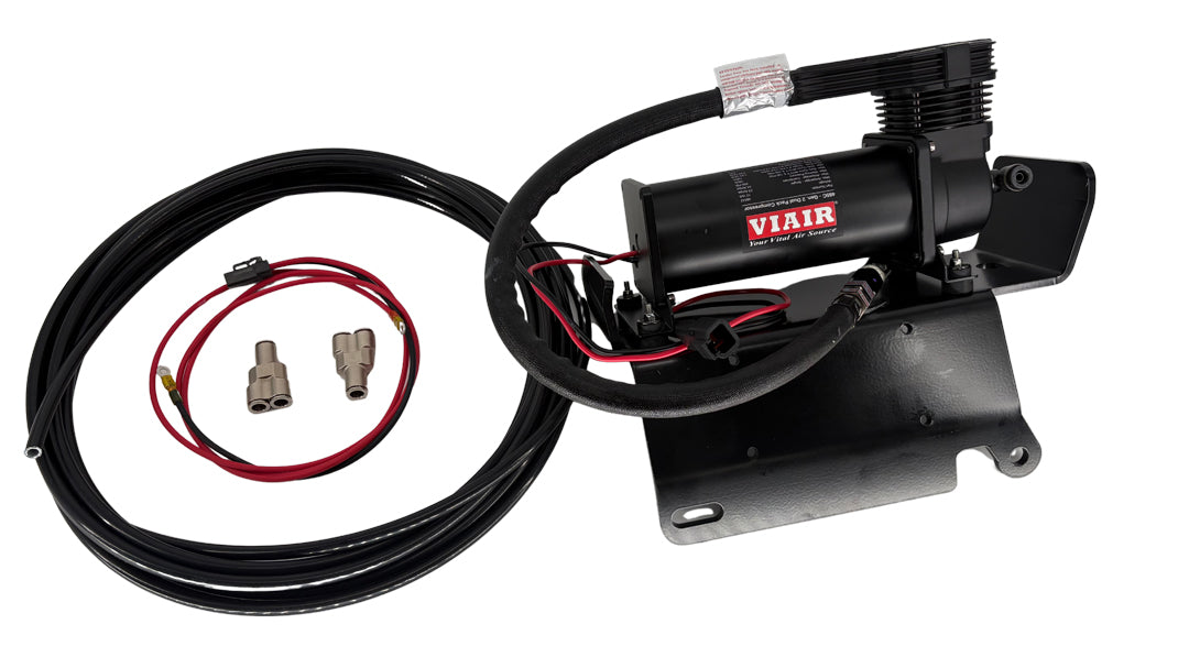 Close up of the compressor and compressor mount.